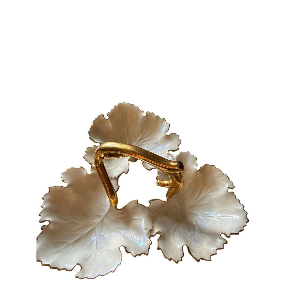 vintage Lennox white, triple-leaf divided dish